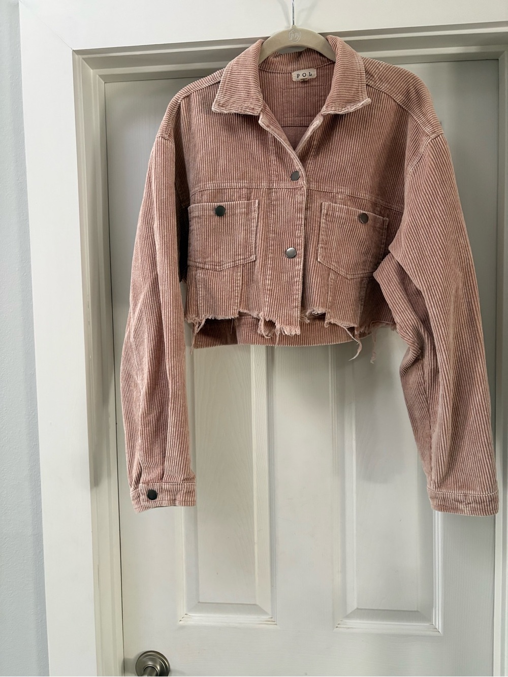 POL Cropped Corduroy Jacket in Dusty Pink